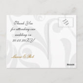 金ゴールドエッフェルフランスのタワー結婚s Thank You ポストカード (裏面)