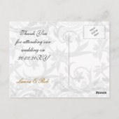 金ゴールドエッフェルフランスのタワー結婚s Thank You ポストカード (裏面)