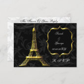 金ゴールドエッフェルフランスのタワーrsvp標準3.5 x 5 出欠カード (正面/裏面)