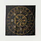 金ゴールドエネルギーノーズルーン祭壇布-タロット布 タペストリー (正面(横))