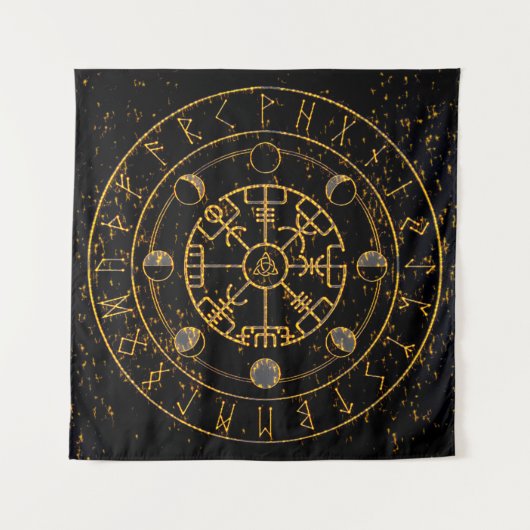 金ゴールドエネルギーノーズルーン祭壇布-タロット布 タペストリー (正面)