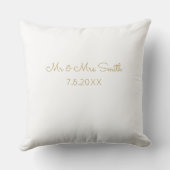 金ゴールドエバ結婚ーグリーンハートの10月のデートのミスター&ミセス クッション (裏面)