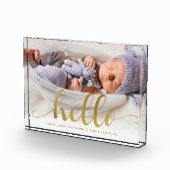 金ゴールドエフェクトスクリプトレタリング「Hello」ベビー フォトブロック (右)