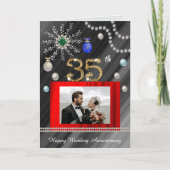 金ゴールドエメラルドグリッタージェム結婚35周年 カード (正面)