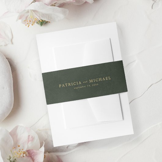 金ゴールドエメラルドグリーンのエレガントな結婚式 招待状ベリーバンド