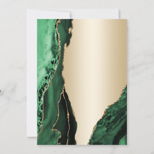 金ゴールドエメラルドグリーンアゲートサプライズ60誕生日 招待状 (裏面)