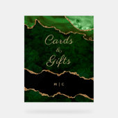金ゴールドエメラルドグリーンゲートのウェディングカードギフト アクリルサイン (正面)