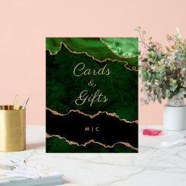 金ゴールドエメラルドグリーンゲートのウェディングカードギフト アクリルサイン