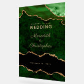 金ゴールドエメラルドグリーン大理石アゲート結婚ズ・ウェルカム アクリルサイン (傾斜)