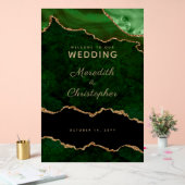 金ゴールドエメラルドグリーン大理石アゲート結婚ズ・ウェルカム アクリルサイン (ウェディング)