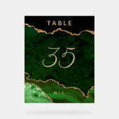 金ゴールドエメラルドグリーン結婚アゲートのテーブル番号 アクリルサイン (正面)