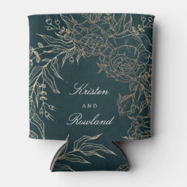 金ゴールドエメラルドフラワーリースエメラルドグリーン結婚ズ 缶クーラー