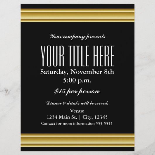 金ゴールドエレガンスグラマーイベントフライヤーポスター チラシ (正面)