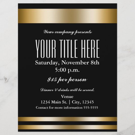 金ゴールドエレガンスグラマーイベントフライヤーポスター チラシ (正面)