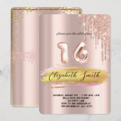 金ゴールドエレガンス、バラ金ゴールドsweet sixteenインビタティ 招待状 (正面/裏面)