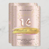 金ゴールドエレガンス、バラ金ゴールドsweet sixteenインビタ 招待状 (正面/裏面)