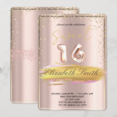 金ゴールドエレガンス、バラ金ゴールドsweet sixteen 招待状 (正面/裏面)