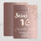 金ゴールドエレガンス、バラ金ゴールドsweet sixteen 招待状 (正面/裏面)