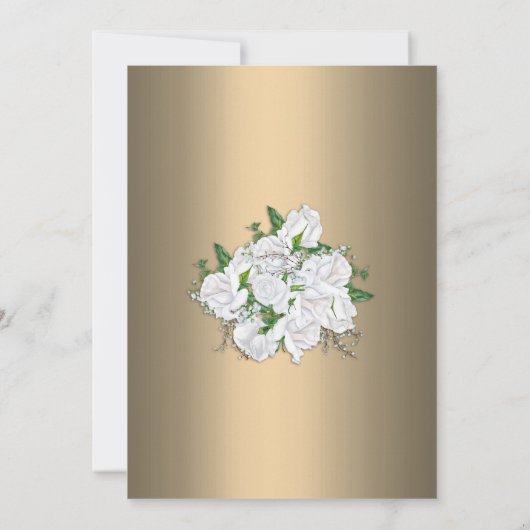 金ゴールドエレガンス&ホワイトロ結婚ーズサンキュー サンキューカード (裏面)