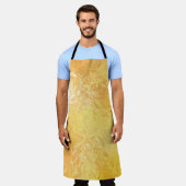 金ゴールドエレガンス：抽象芸術ラグジュアリー背景 エプロン (着用した状態)