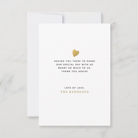 金ゴールドエレガントありがとうハート結婚の写真 サンキューカード (裏面)