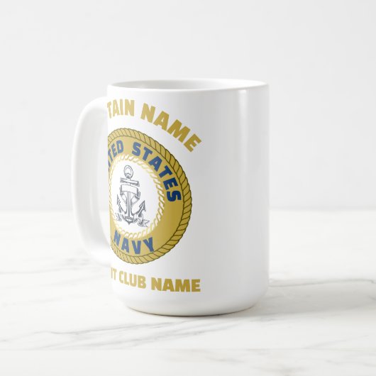金ゴールドエレガントいかり航海のキャプテンが夏を沸かす コーヒーマグカップ (正面左)