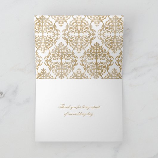 金ゴールドエレガントが盛り上がりダマスクありがとう サンキューカード (内部)