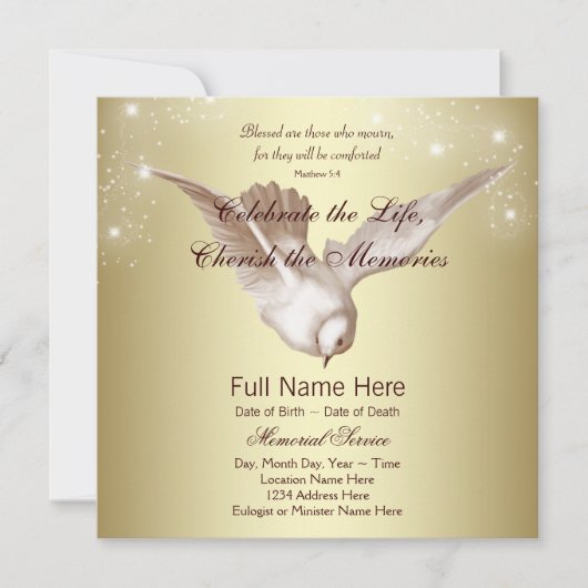 金ゴールドエレガントが追悼を愛する 招待状 (正面)