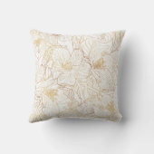 金ゴールドエレガントさくらんぼ花花ホワイトデザイン クッション (裏面)