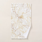 金ゴールドエレガントさくらんぼ花花ホワイトデザイン バスタオルセット (ハンドタオル)