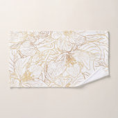 金ゴールドエレガントさくらんぼ花花ホワイトデザイン バスタオルセット (ハンドタオル)