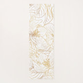 金ゴールドエレガントさくらんぼ花花ホワイトデザイン ヨガマット (裏面)