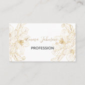 金ゴールドエレガントさくらんぼ花花ホワイトデザイン 名刺 (正面)