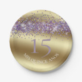 金ゴールドエレガントとグリッター ペーパープレート (正面)