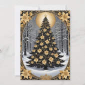 金ゴールドエレガントとグリーンクリスマスツリー招待状 招待状 (正面)