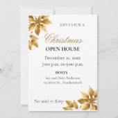 金ゴールドエレガントとグリーンクリスマスツリー招待状 招待状 (裏面)