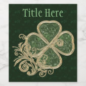 金ゴールドエレガントとグリーンクローバーブルック ワインラベル (シングルラベル)