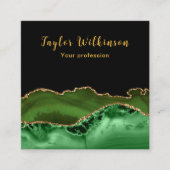 金ゴールドエレガントとダークグリーン瑪瑙 スクエア名刺 (正面)