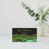 金ゴールドエレガントとダークグリーン瑪瑙 名刺 (スタンド正面)