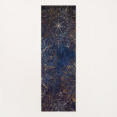 金ゴールドエレガントとダークブルーフローラマンダラパターン ヨガマット (正面)