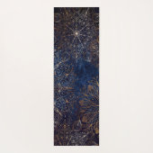 金ゴールドエレガントとダークブルーフローラマンダラパターン ヨガマット (裏面)