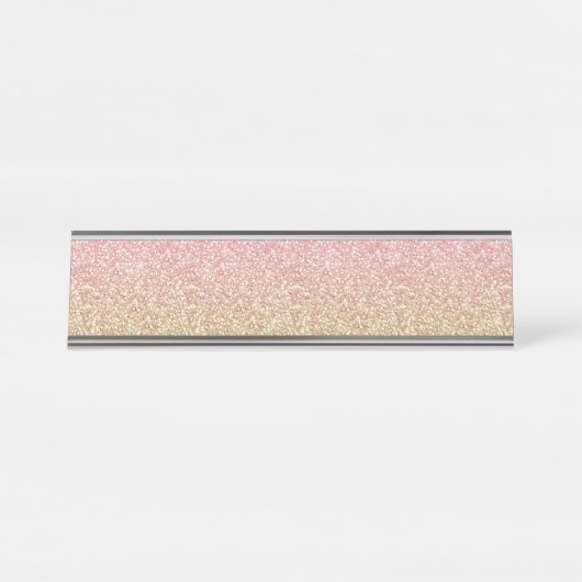 金ゴールドエレガントとバラの金ゴールドグリッターの輝き デスクネームプレート (正面)