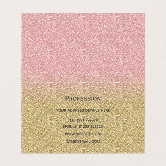 金ゴールドエレガントとバラの金ゴールドグリッターの輝き 名刺 (内部フラット)