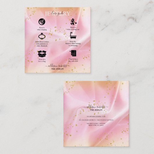 金ゴールドエレガントとピンクのグリッターキャンドル気に スクエア名刺 (正面/裏面)
