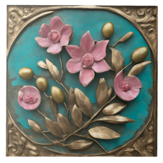 金ゴールドエレガントとピンクのモザイク タイル