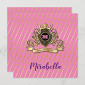 金ゴールドエレガントとピンクモナグラムファッションドデザイン 招待状 (正面/裏面)