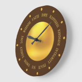 金ゴールドエレガントとブラウングッドバイブ ラージ壁時計 (傾斜)