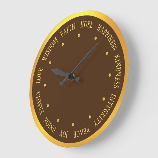 金ゴールドエレガントとブラウングッドバイブ ラージ壁時計 (傾斜)