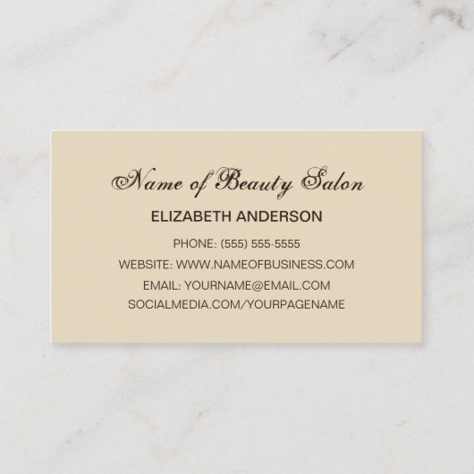 金ゴールドエレガントとブラウンマスカラ美容師 名刺 (裏面)