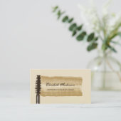 金ゴールドエレガントとブラウンマスカラ美容師 名刺 (スタンド正面)